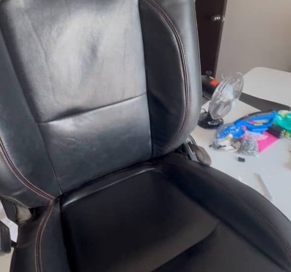 Finished Jeep leather seat after upholstery restoration