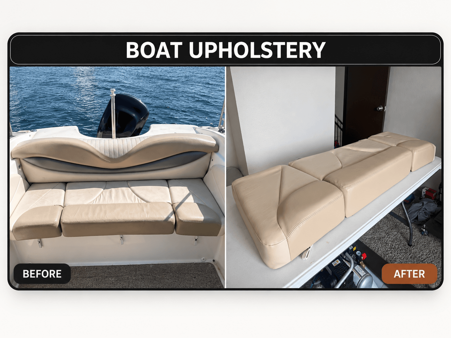 Boat Upholstery Repair before-and-after comparison