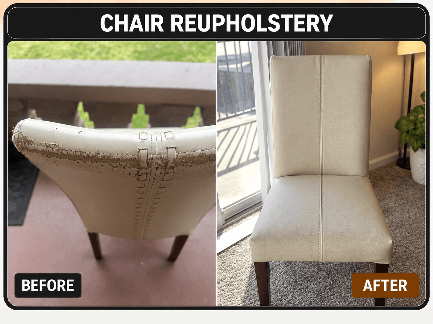 Vinyl Chair Reupholstery before-and-after comparison