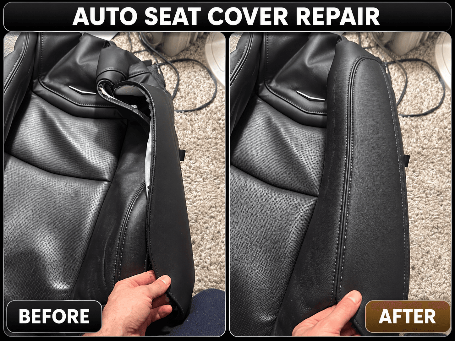 Auto Seat Cover Repair before-and-after comparison