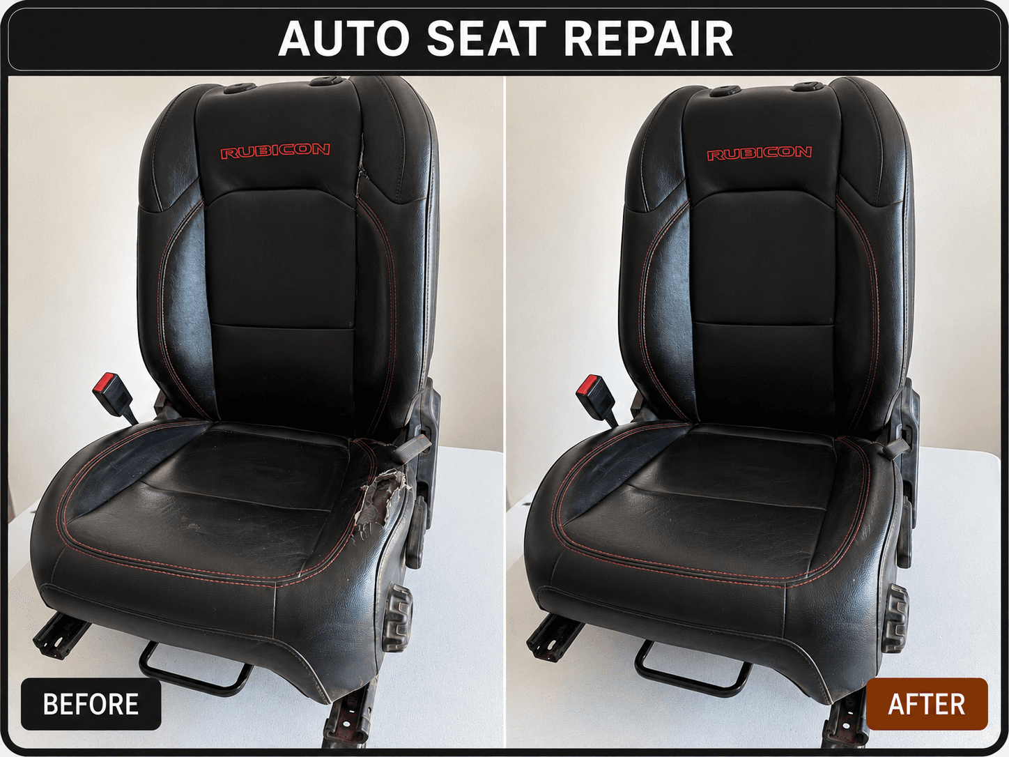 Auto Seat Repair before-and-after comparison