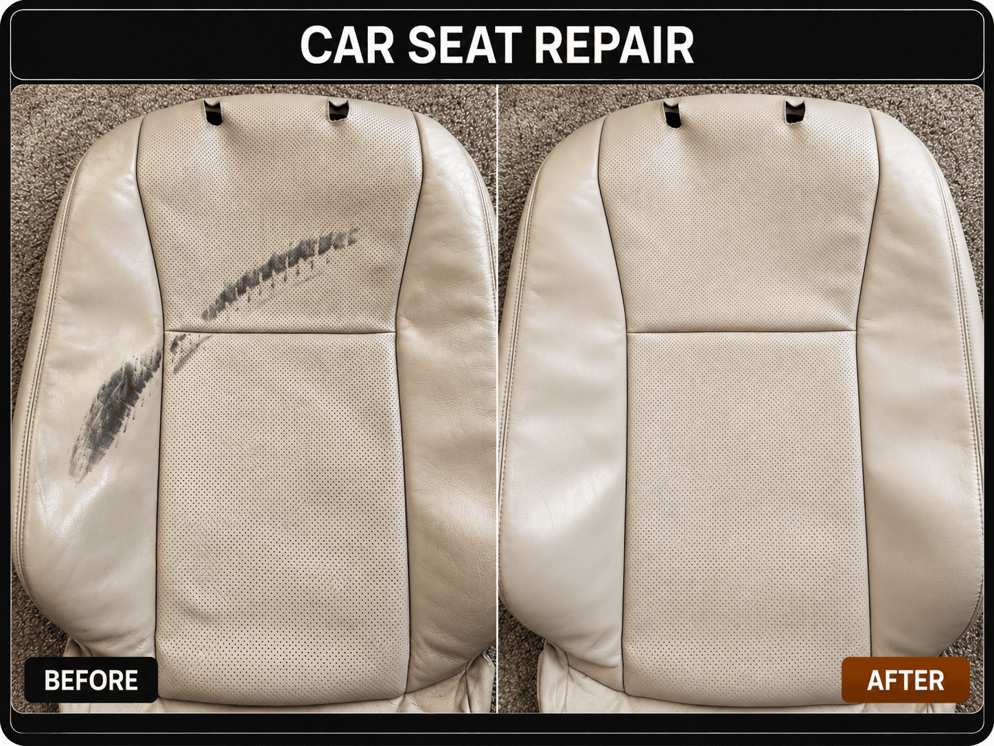 Car Seat Leather Restoration before-and-after comparison
