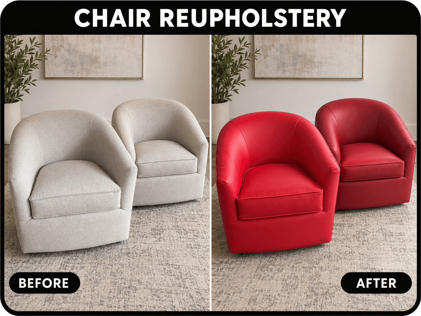 Chair Reupholstery before-and-after comparison