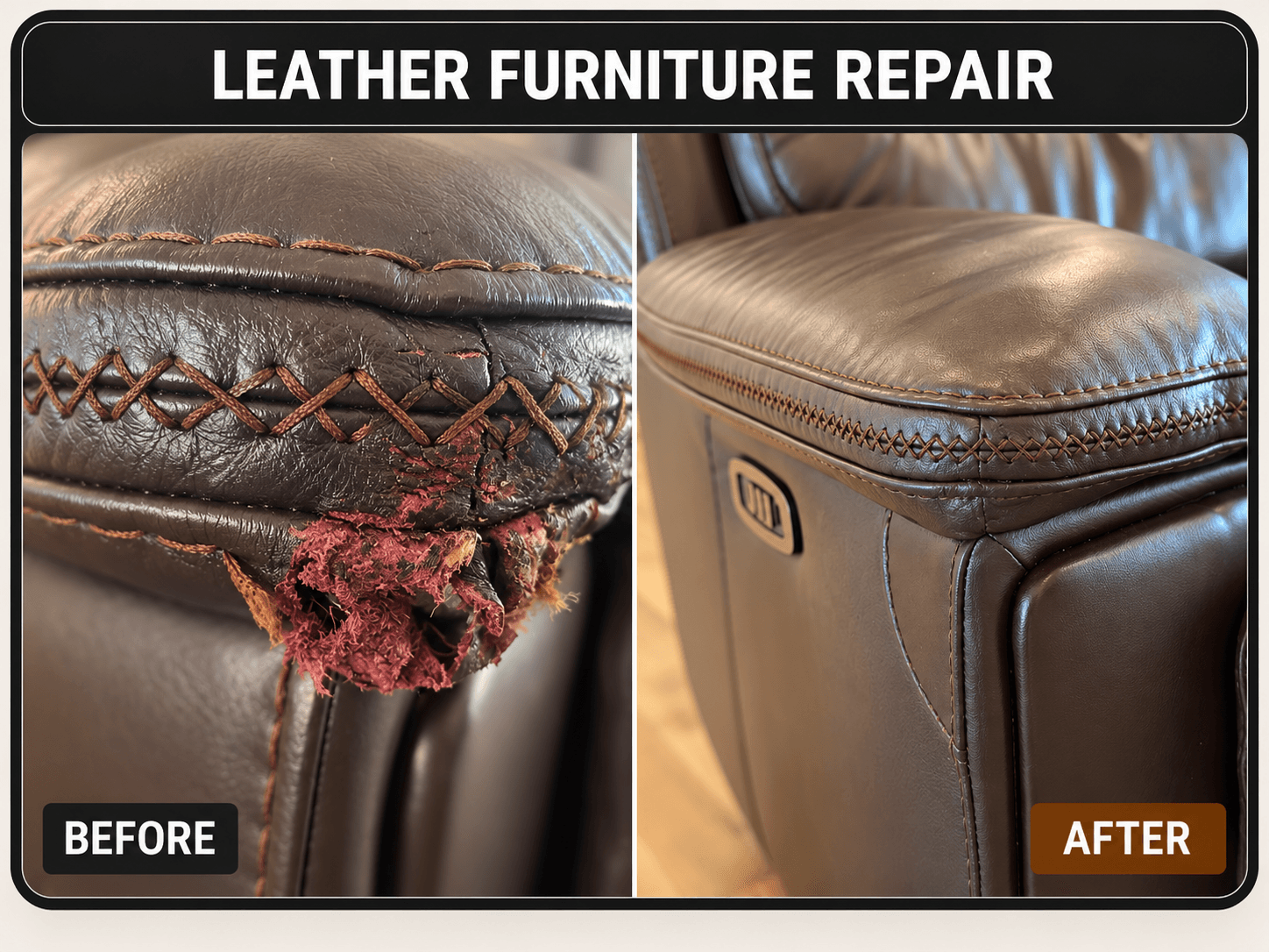Leather Furniture Repair before-and-after comparison