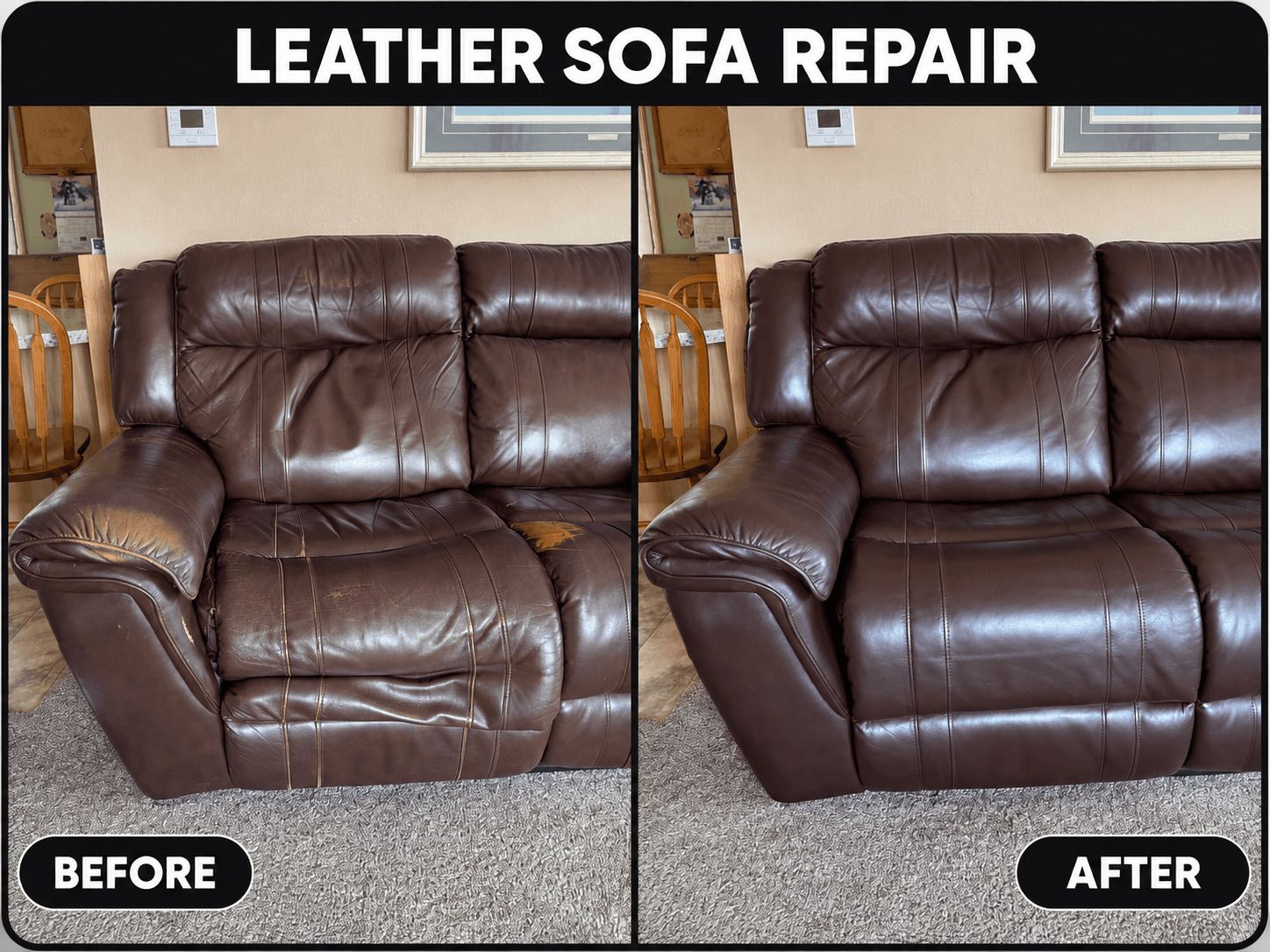 Leather Sofa Foam Refilling before-and-after comparison
