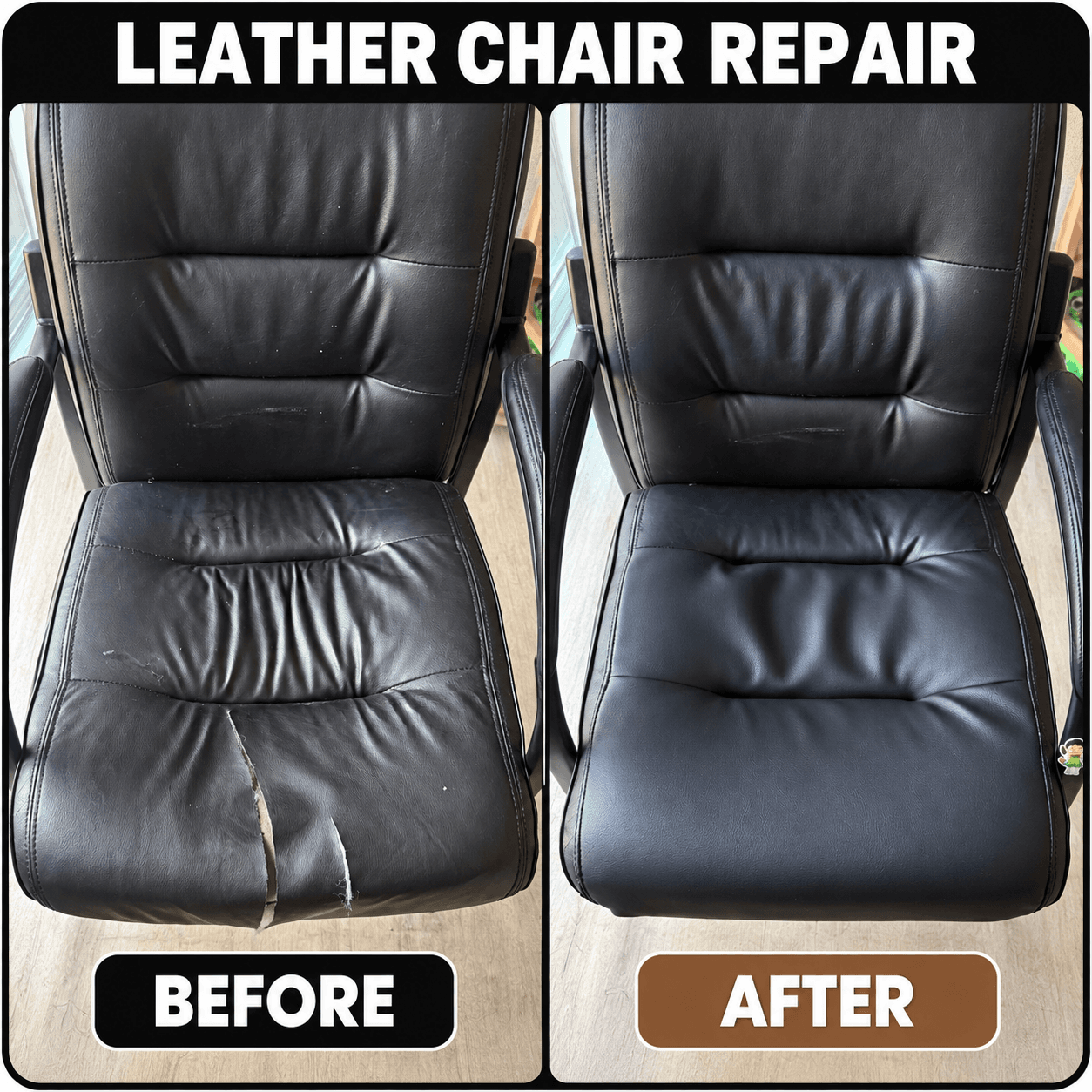 Office Chair Reupholstery before-and-after comparison