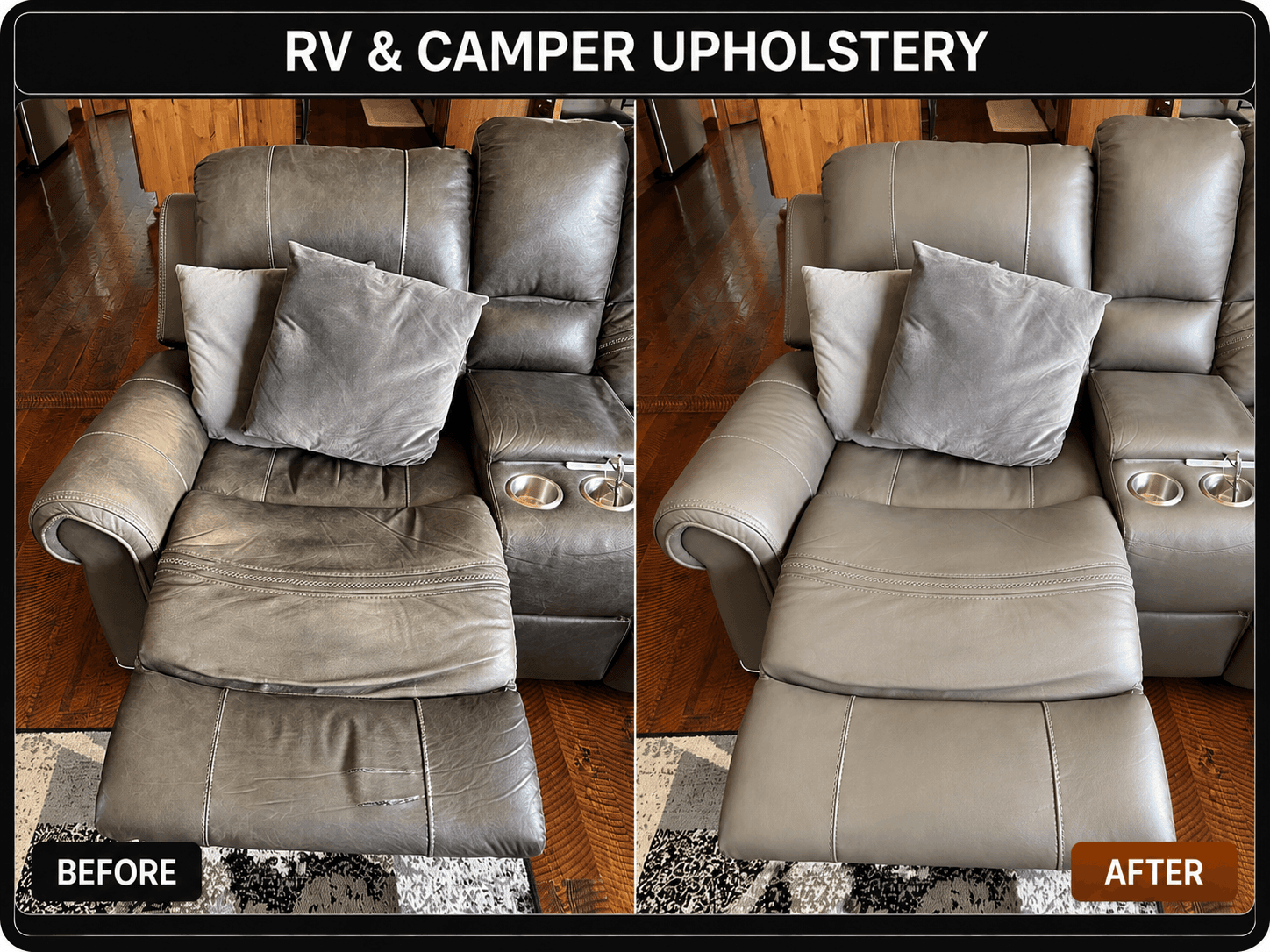 Recliner Upholstery Repair before-and-after comparison