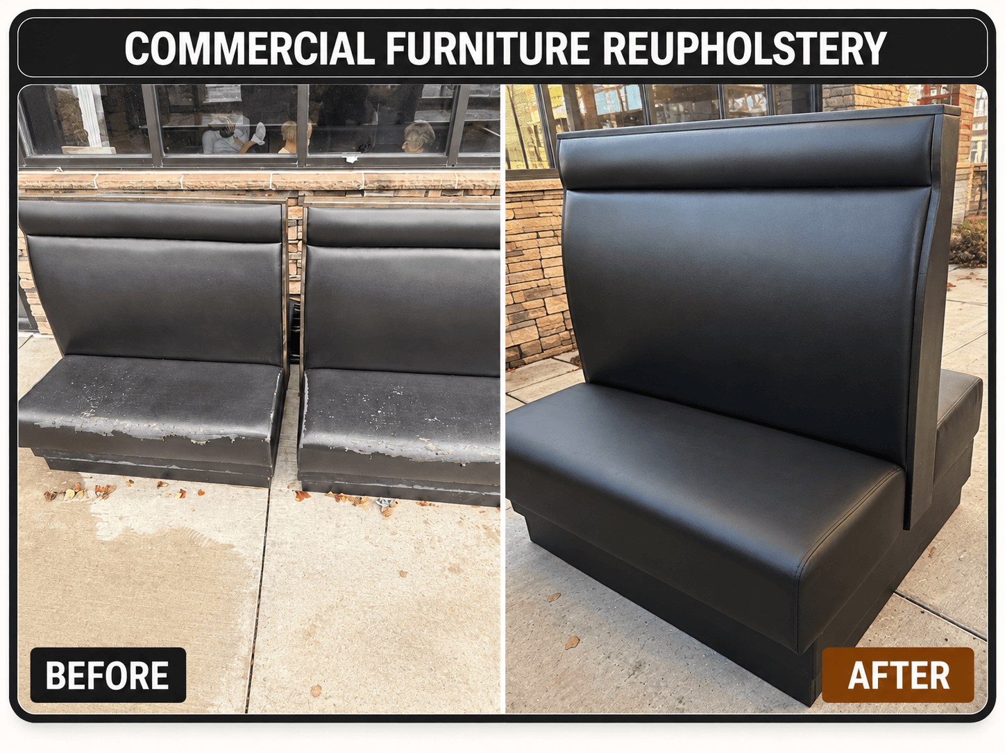 Restaurant Booth Reupholstery before-and-after comparison