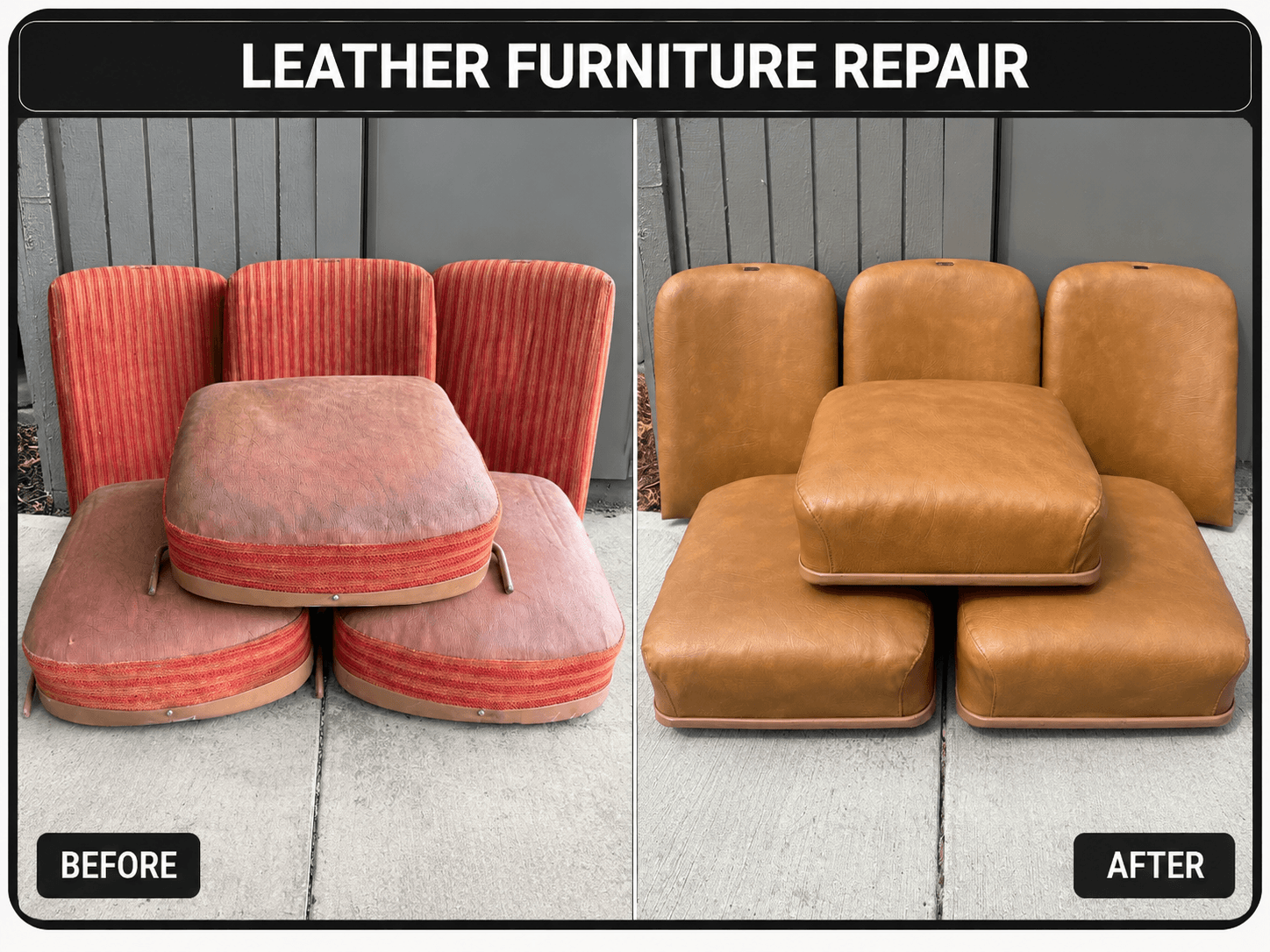 Seat Reupholstery before-and-after comparison